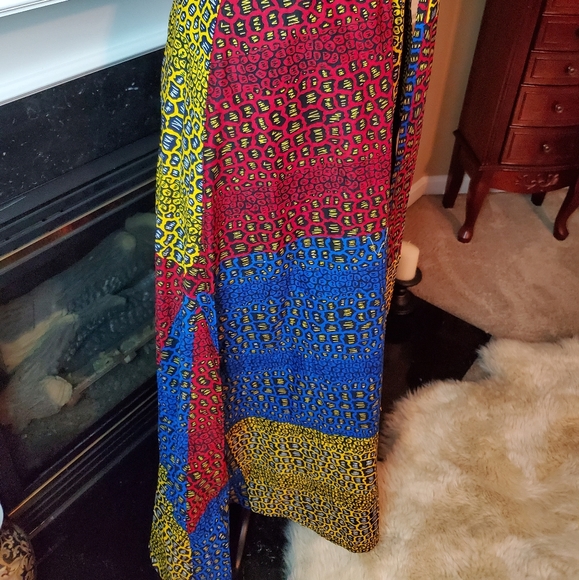 GORGEOUS AFRICAN PRINT COTTON MAXI SHIRTDRESS - Picture 5 of 9